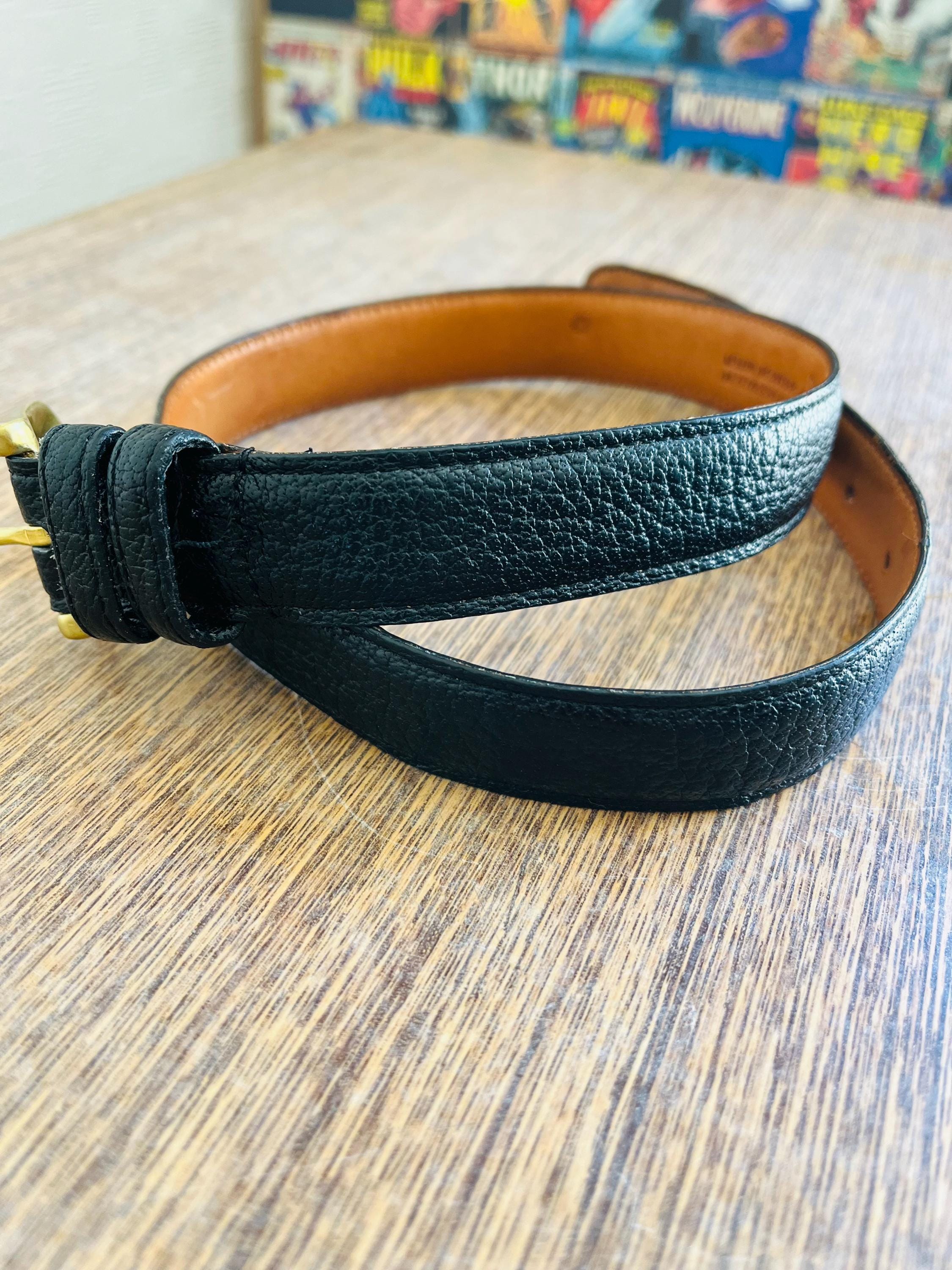 Vintage Coach Black Leather Belt: Solid Brass Buckle, Made in USA