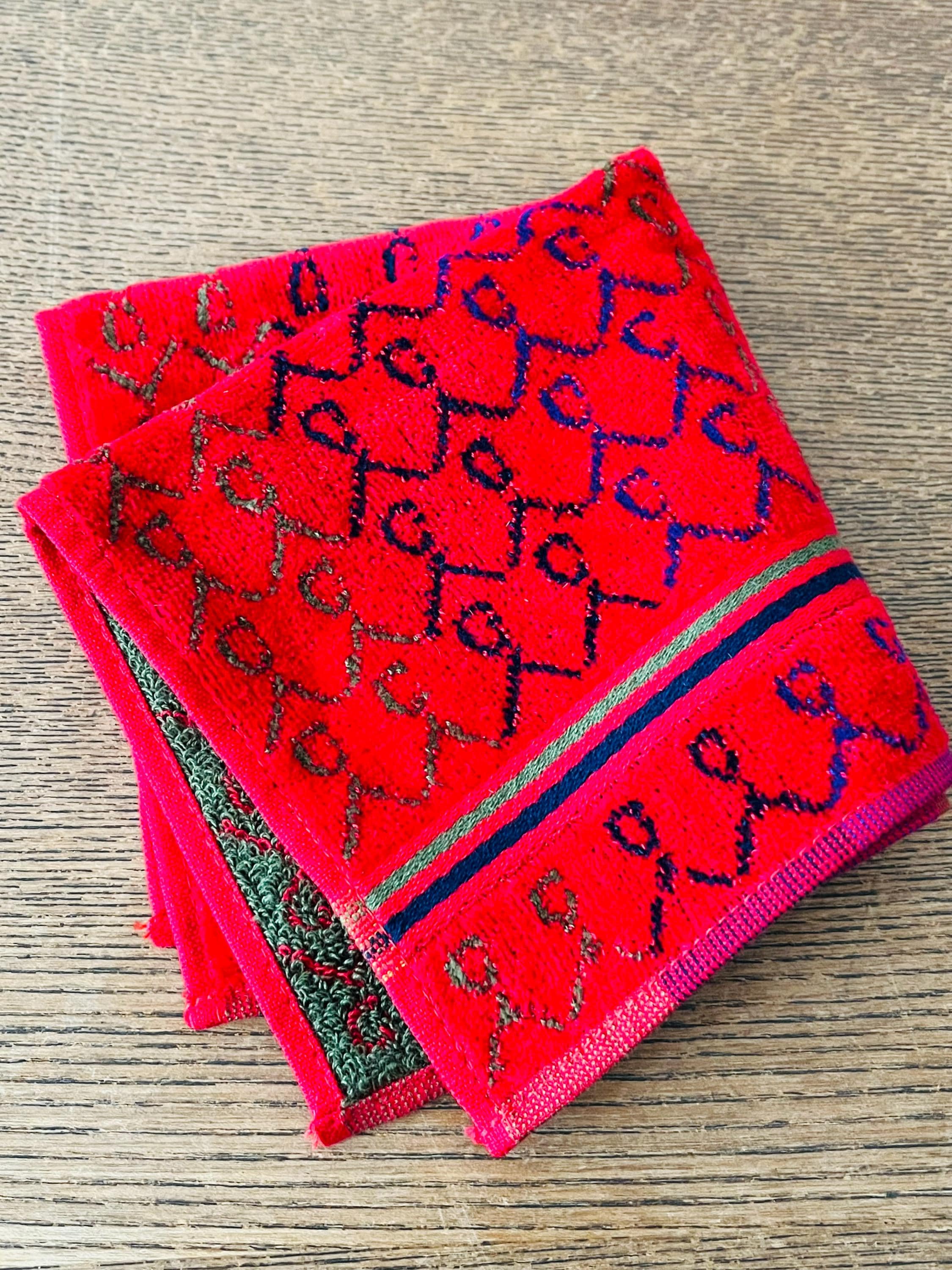 Roberta Di Camerino Red Cotton Hand Towel: Embroidered Logo, New