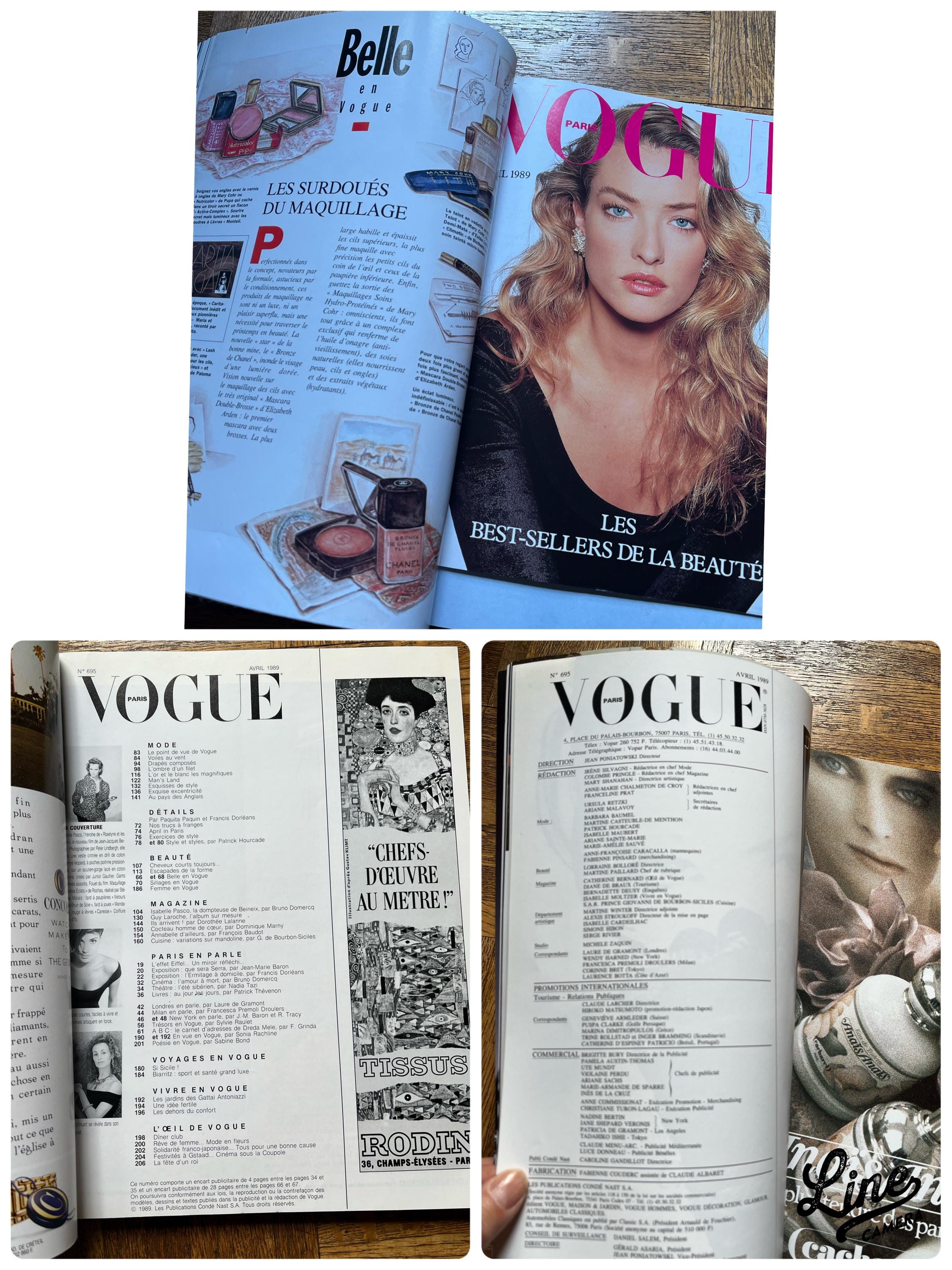 French VOGUE Magazine: 1989 April Issue, Isabelle Pasco Cover - Etsy