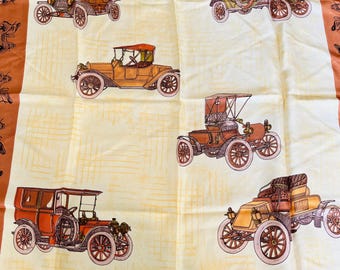 Vintage Car Print Scarf: 1950s Classic Ford Polyester Square