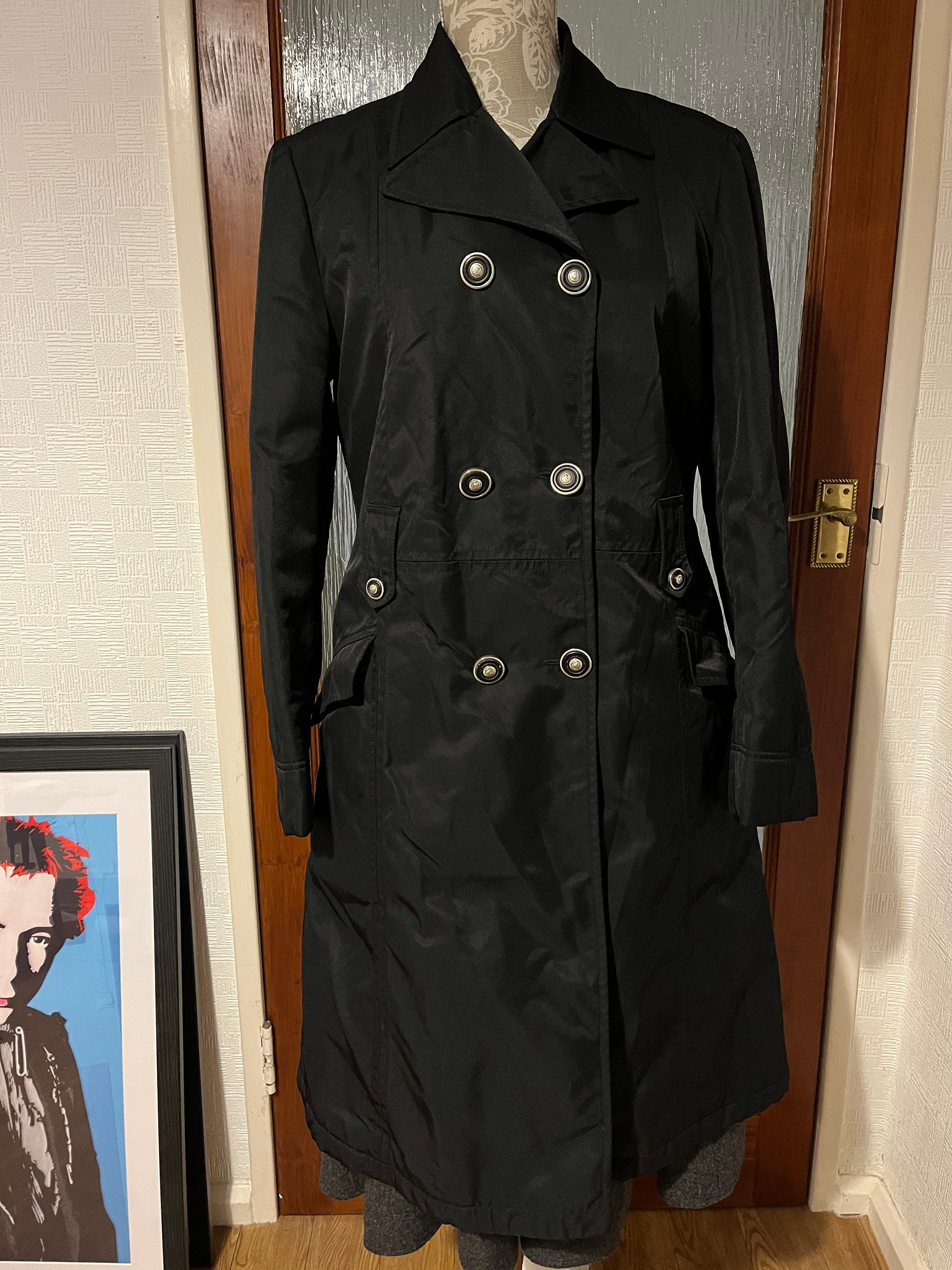 Versus Overcoat/gianni Versace Vintage Black Coat/women's Versus Overcoat/gianni Versace Vintage Black Coat/women's