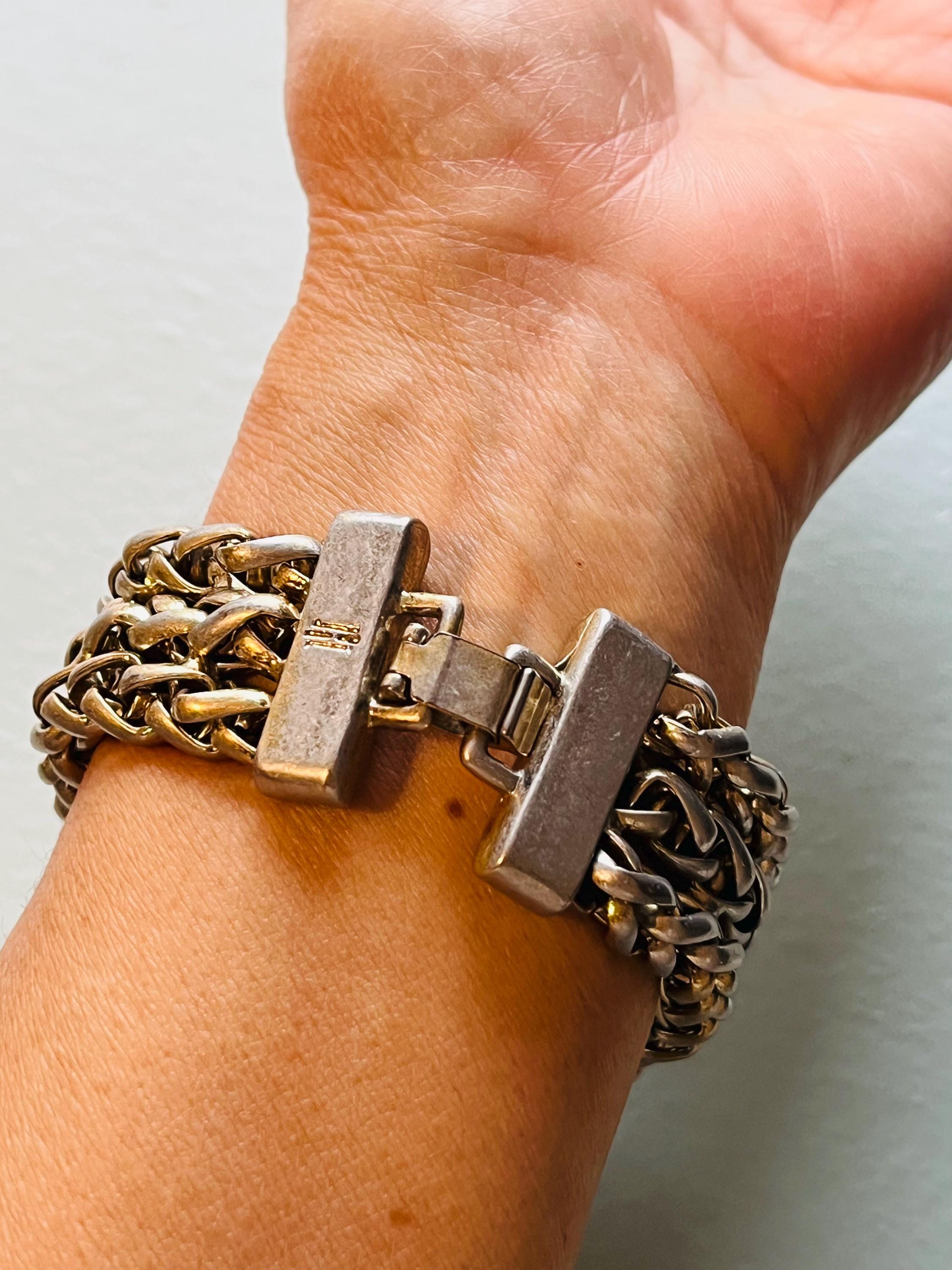 Vintage Bracelet/heavy Metal Bracelet/triple Strand Chain