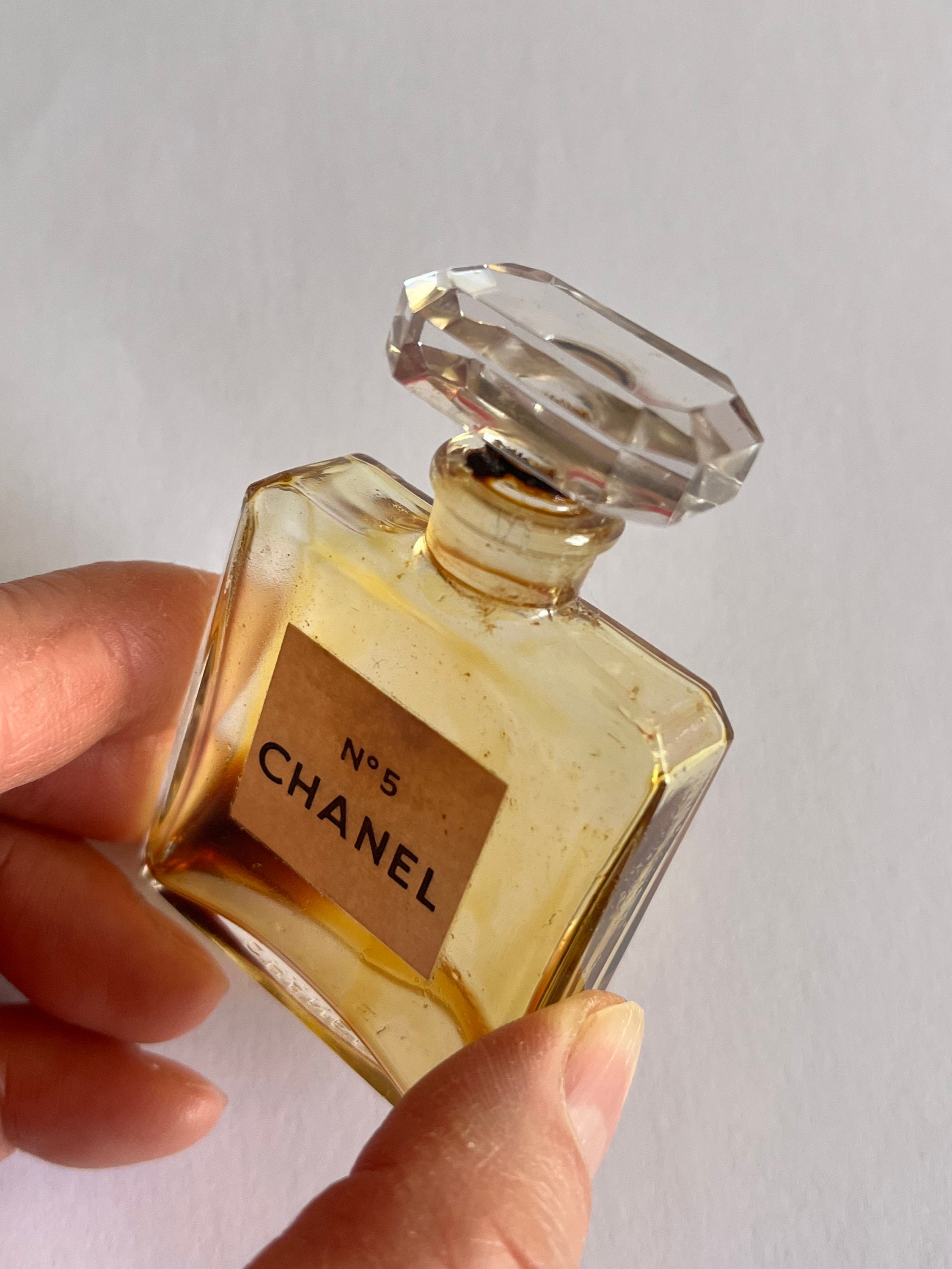 Vintage CHANEL No 5 Parfum Bottle, Faceted Glass, 1960s Rare