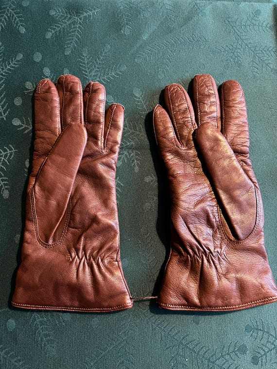 Vintage Italian Brown Leather Gloves: Ladies Soft Leather Gloves