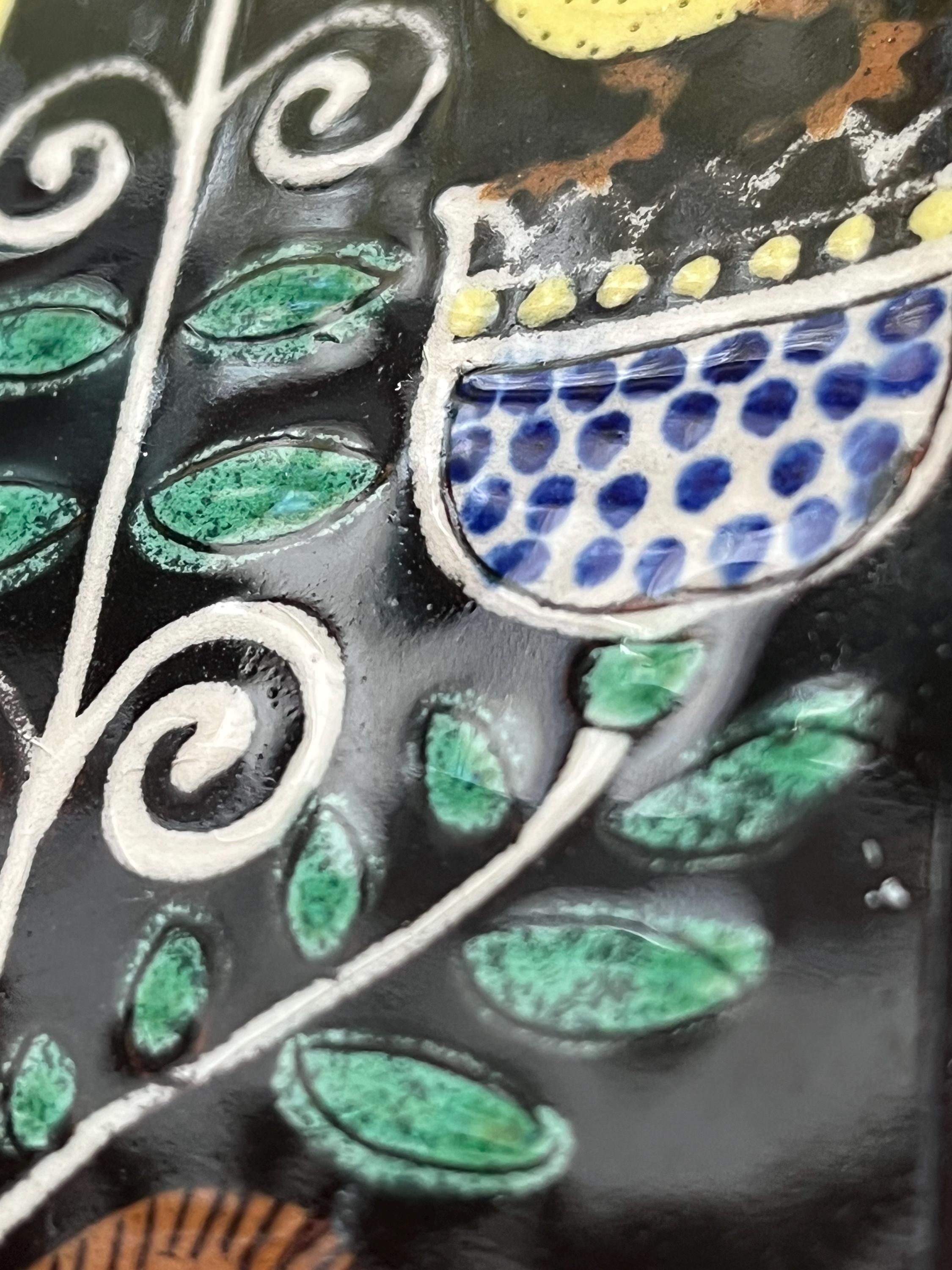 Vintage Rheineck Hand Painted Swiss Pottery Serving Plate: 1960