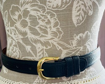 Vintage Coach Black Leather Belt: Solid Brass Buckle, Made in USA