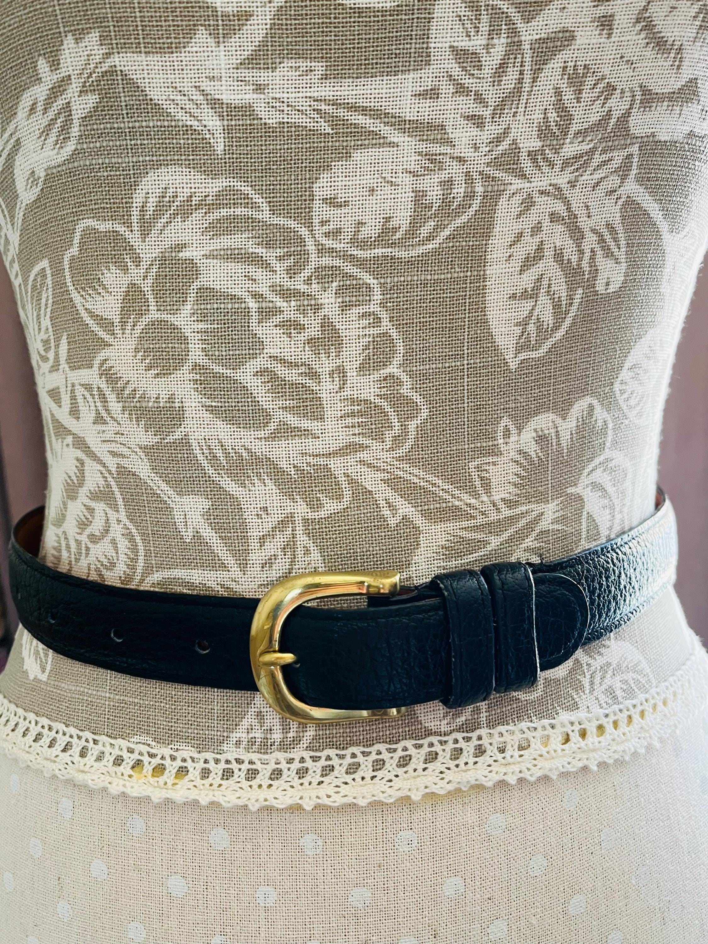 Vintage Coach Black Leather Belt: Solid Brass Buckle, Made in USA