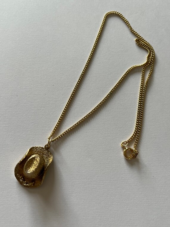 Cowboy Hat Charm Necklace/cowboy Hat Pendant/goldtone Chain Etsy UK