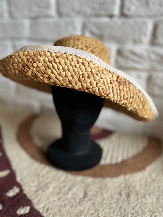 Vintage straw hat/retro summer hat/Beach sun hat/Farm… Gem