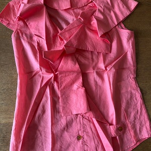 Vivienne Westwood Pink Cotton Blouse: Asymmetric Cap Sleeve, Made in Italy image 5