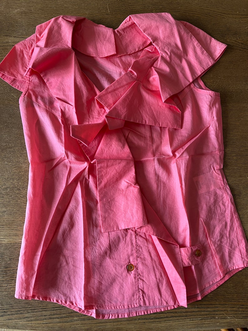 Vivienne Westwood Pink Cotton Blouse: Asymmetric Cap Sleeve, Made in Italy image 5