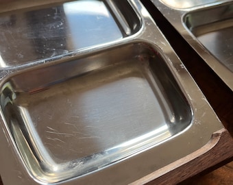 Vintage Lundtofte Danish Stainless Steel Serving Tray: Mid-Century Modern 4-Part Dish