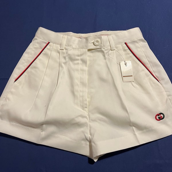 GUCCI deadstock tennis shorts/GUCCI Sport/White shorts/Size Women XXS/Polyester and cotton/Vintage tennis wear/Made in Italy/Tennis pants