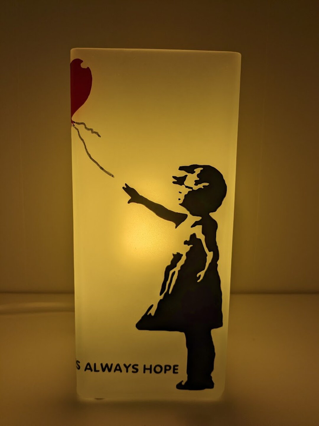 Banksy Girl With Red Balloon, Square Electric Opaque Decorative Glass