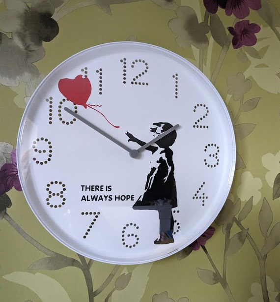 CLOCK Uniquely Decorated With Banksy Girl With Red Balloon