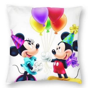 MICKEY & MINNIE MOUSE cartoon characters Last One! 45 x 45cm square soft plush colourful print, decorative, nursery baby anytime gift