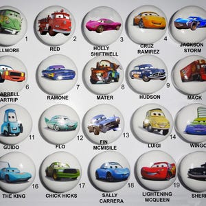 CARS Cartoon Wooden Door Drawer Knobs White Painted Decorated Decoupage Design Childs Gift Also Bespoke service, any design Price per Knob
