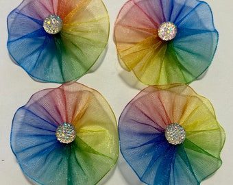 Rainbow Organza Ear Collar Bows