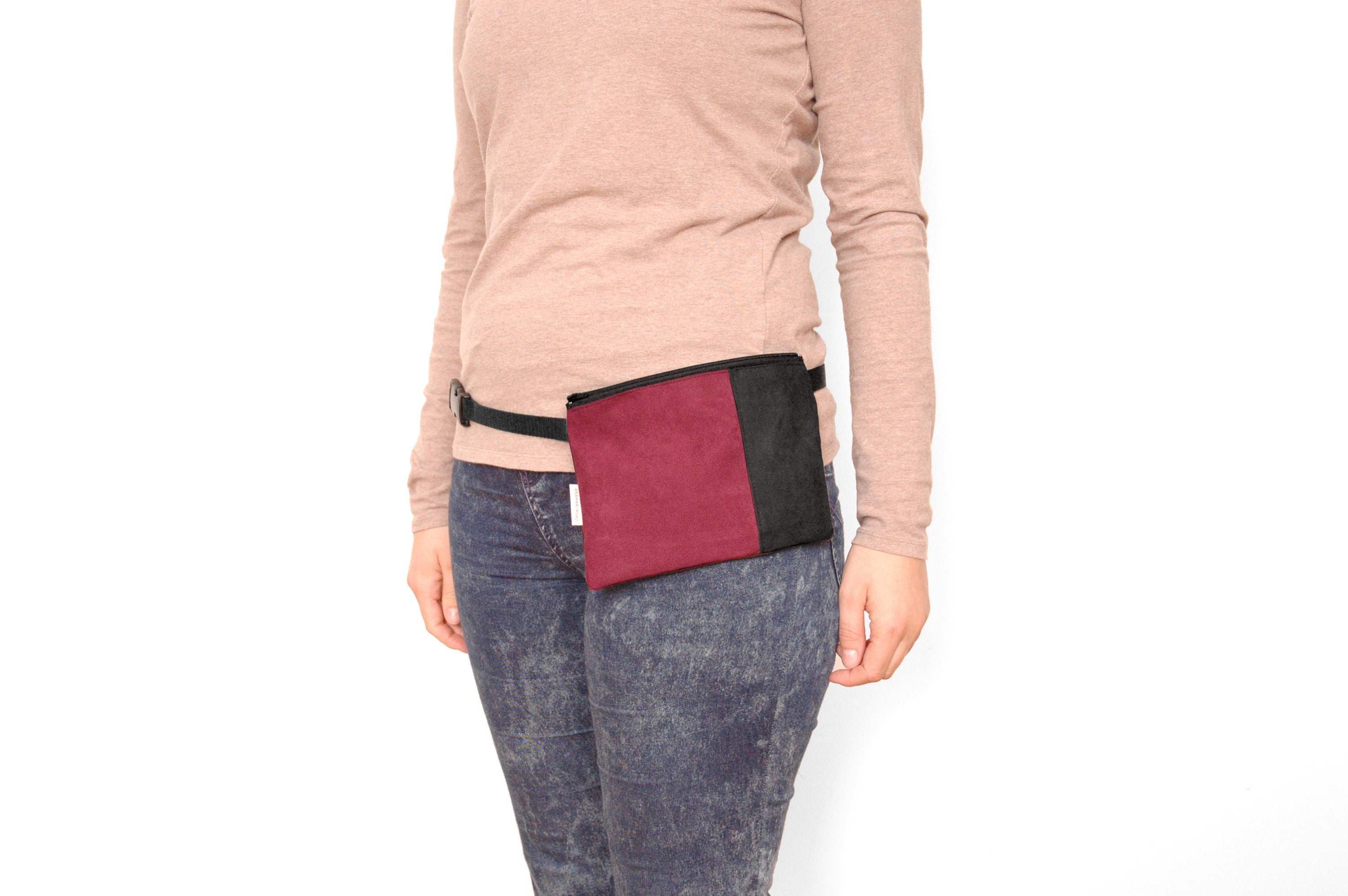 red and black fanny pack
