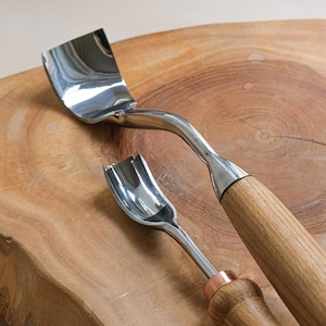 Set of large bent gouges for bowl, Forged spoon gouges, Kuksa carving kit, Handmade woodworking tools, Gift for Dad, DIY Kuksa carving