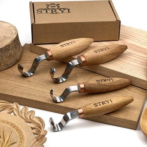 Set di coltelli a uncino, set di coltelli per intagliare cucchiai, coltello a uncino per intagliare il legno, coltello per intagliare Kuksa, utensili per intagliare il legno, utensili per la lavorazione del legno