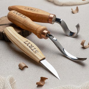 Wood Carving Kit for Spoon Carving, Hook Knife, Bent Gouge & Whittling Knife | STRYI