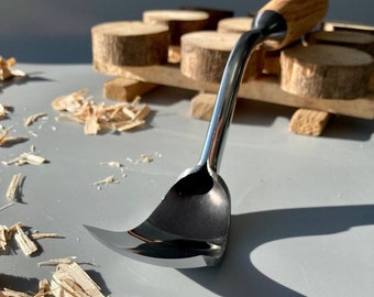 Grande gouge coudée, bol kuksa fait main, outils de sculpture, outils de travail du bois, couteau à découper, cadeau mari, outils de sculpture à la cuillère, cadeau d'anniversaire