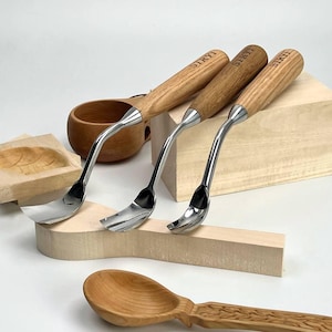 Bowl carving kit, Spoon carving kit, Kuksa woodcarving tools, Gift for woodworker, Gouges set, Bowl gouges set, Gift for men, Forged tools