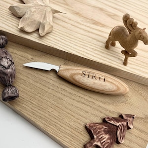 Handmade Wood Carving Knife: 38mm Detail Whittling Knife, Gift for woodcraft men