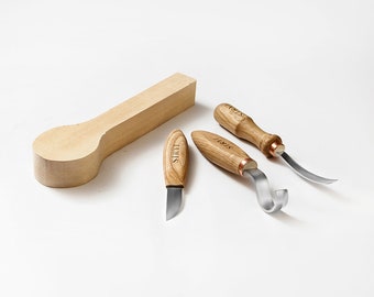 Start set of tools for spoon carving, Creat personalized spoon, Woodcarving tools, Chisels for hobby, Woodworking supply, Gift for mom