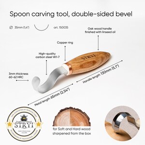 Double-Sided Spoon Carving Hook Knife, Wood Bowl Carving Tool image 3