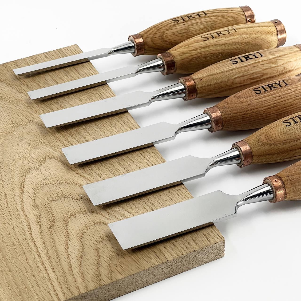 STRYI プロ仕様木工用ノミセット、7ピーススチール彫刻ツール、大工