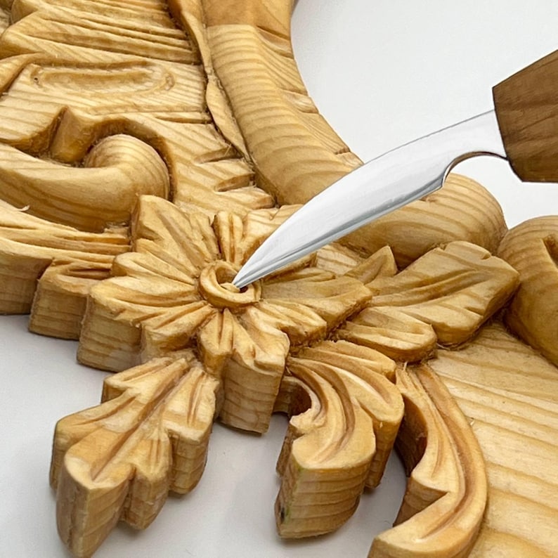 Houtsnijmes, gesmeed houtsnijmes, Whittling-mes 38 mm, houtsnijwerk, spaandersnijmes, gedetailleerd houtbewerkingsgereedschap, cadeau vader afbeelding 8