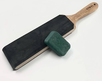 Leather Strop Sharpening Kit, Oak Wood, Honing Knives