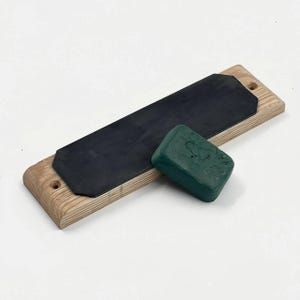 Leather Strop: Professional Knife Sharpener, Oak Wood Base, Sharpening kit image 3