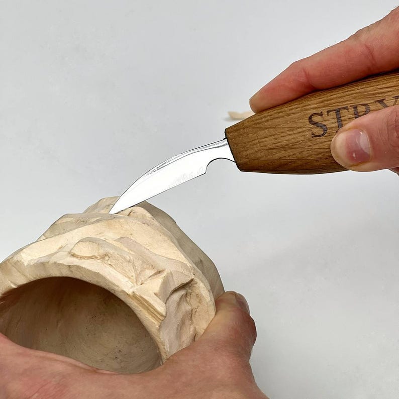 Houtsnijmes, gesmeed houtsnijmes, Whittling-mes 38 mm, houtsnijwerk, spaandersnijmes, gedetailleerd houtbewerkingsgereedschap, cadeau vader afbeelding 15