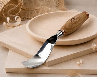 Bent Gouge for Wood Carving, 40mm Wood Carving Gouge, Sculpture Chisel, Relief & Bowl Carving Tool, STRYI