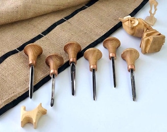 Palm Carving Tools Set, Wood Carving Chisels, 6 Piece Palm Gouges, Micro Carving Tools, Relief Carving, Linocut Kit