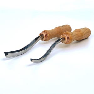 Long bent gouge 60 degrees, V-parting bent chisel, Wood carving tools, Gift for husband, Craft tools, Relief carving chisel, STRYI carving