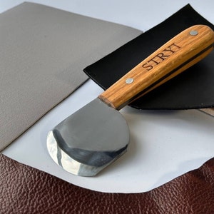 Rounded-bevel Skiving knife for leather, Leatherwork steel tool, Knife for thinning leather, Leather cutting knife, Gift for husband, Craft