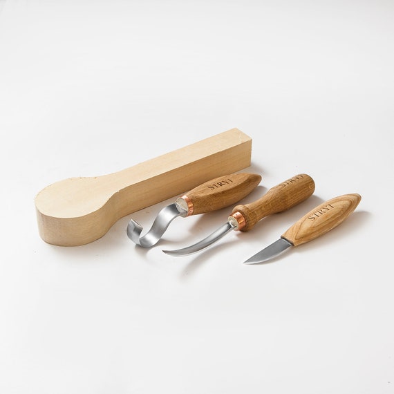 woodcarving tools 3 tools in set for creat personalized peanut butter spoon 