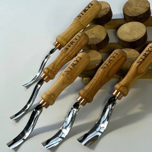 Gubia larga y curva para tallar madera, cincel para esculturas en relieve, suministros para tallar madera, herramientas con hojas de acero al carbono, idea de regalo para carpinteros