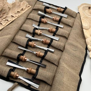 Professional Relief Carving Tools Set, Wood Carving Chisels & Gouges, Hand Forged Relief Sculpture Tools, Long Bent Gouges, V Parting Tools