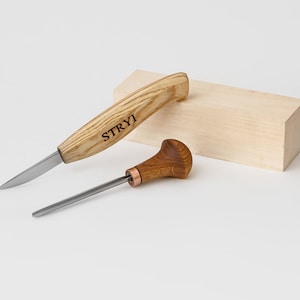 Wood carving set, Wooden blank, Palm carving V-tool, Wood whittling kit, Knife set for carving, Wood carving supplies, Gift for men