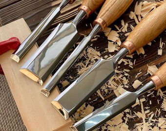 Oakadoaks Chisel Set Woodworking Tools & Wood Carving Tools High Quality  Chrome Vanadium Steel Wood Chisel Sets / Beveled Edges set of 4 
