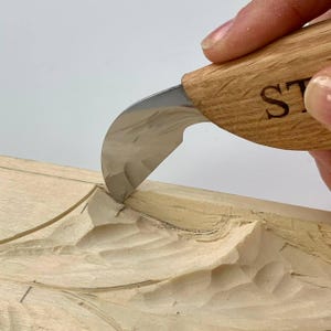 Forged Chip Carving Knife, Wood Whittling Tool, Geometric Wood working knife image 4
