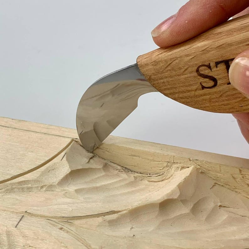 Forged Chip Carving Knife, Wood Whittling Tool, Geometric Wood working knife image 4