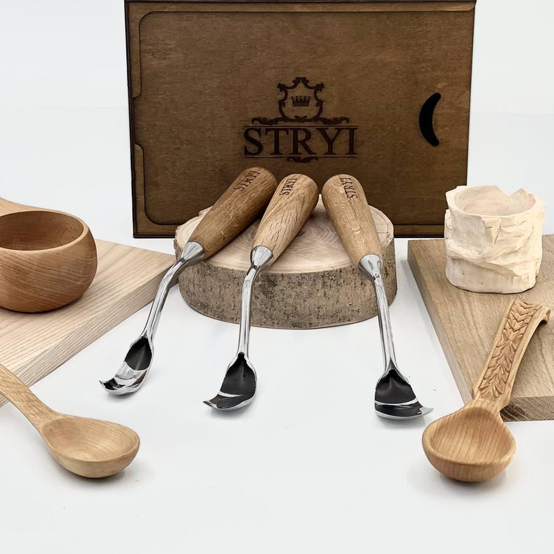 Holzschnitz-Holzbeitel-Set, Löffelschnitzwerkzeuge, gebogenes Hohlbeitel-Set, Schalenschnitzwerkzeuge, gebogene Holzmeißel, STRYI Bild 3