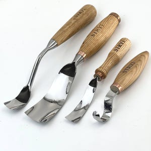 Bowl Carving Kit, Oak Handle, High-Carbon Steel Blades, Wood Blanks