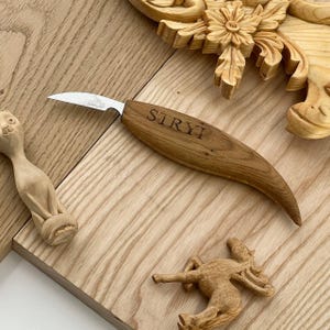 Houtsnijmes, gesmeed houtsnijmes, Whittling-mes 38 mm, houtsnijwerk, spaandersnijmes, gedetailleerd houtbewerkingsgereedschap, cadeau vader afbeelding 5